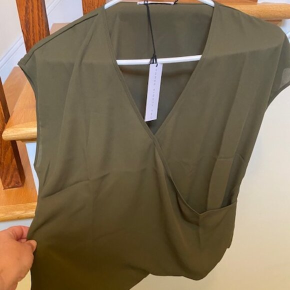 NWT Three Eighty Two Jackson Top Blouse Olive Green Made in the US Large - Picture 2 of 5
